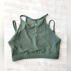 Sage Bra Top. Lined with sheer overlay.